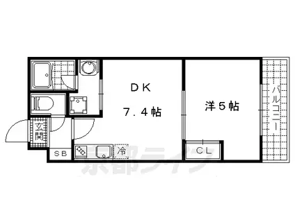 東海道本線 山科駅 徒歩10分 3階建 築13年(1DK/3階)の間取り写真