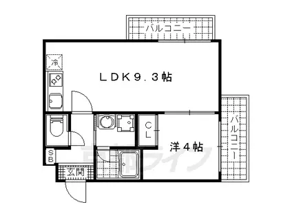 東海道本線 山科駅 徒歩10分 3階建 築13年(1LDK/2階)の間取り写真