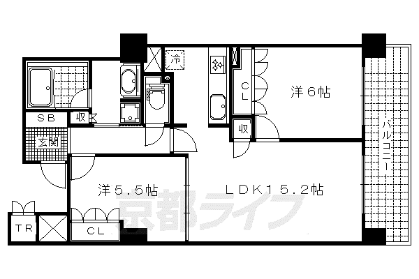 プラウドタワー大津(2LDK/5階)の間取り写真