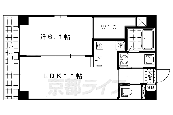 京都市東西線 山科駅 徒歩8分 7階建 築13年(1LDK/5階)の間取り写真