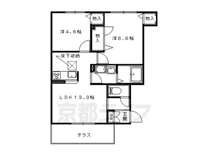 京都市東西線 椥辻駅 徒歩17分 2階建 築13年(2LDK/1階)の間取り写真