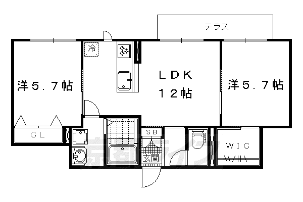VILLA イースト(2LDK/1階)の間取り写真