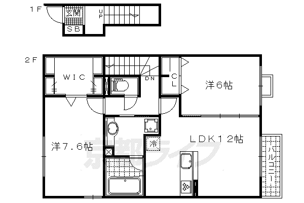 ヴィステリア・スクエア(2LDK/2階)の間取り写真