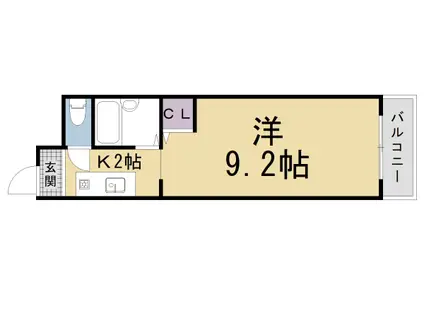 ラ・セーヌ蛍谷(1K/2階)の間取り写真