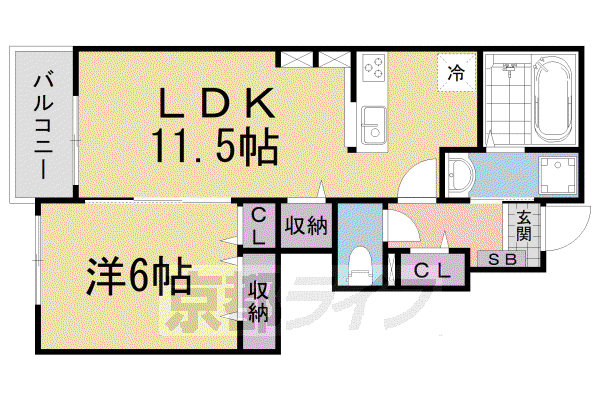 クラシオン ルガール(1LDK/1階)の間取り写真