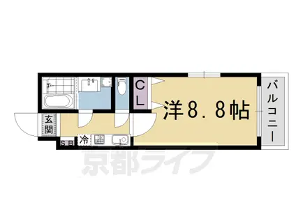 京都市烏丸線 鞍馬口駅 徒歩6分 3階建 築5年(1K/1階)の間取り写真