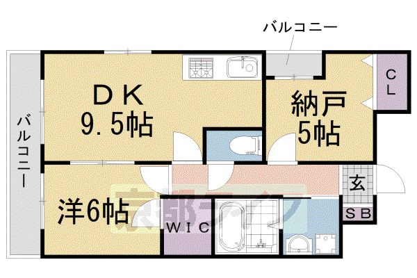 サクシード伏見車町2ND(1SLDK/1階)の間取り写真