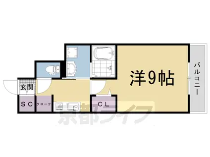 山陰本線 花園駅(京都) 徒歩5分 5階建 築4年(1K/5階)の間取り写真