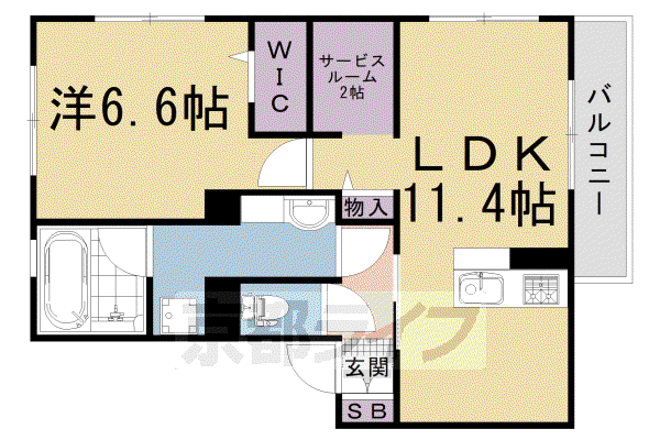 京都市東西線 太秦天神川駅 徒歩11分 3階建 築5年(1SLDK/2階)の間取り写真