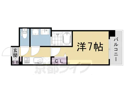 山陰本線 円町駅 徒歩7分 5階建 築5年(1K/2階)の間取り写真