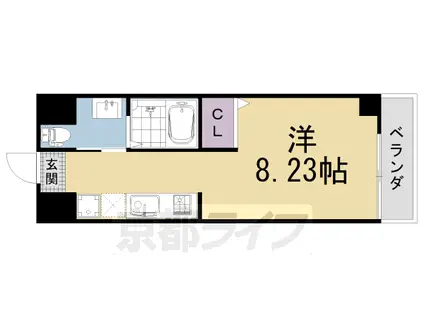 阪急電鉄京都線 西京極駅 徒歩10分 5階建 築6年(1K/2階)の間取り写真