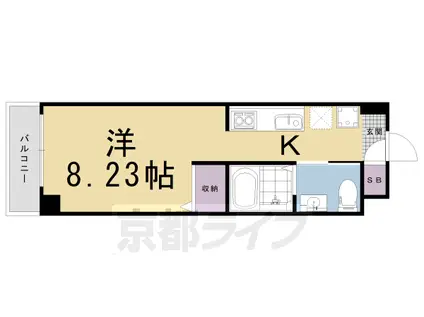阪急電鉄京都線 西京極駅 徒歩10分 5階建 築6年(1K/4階)の間取り写真