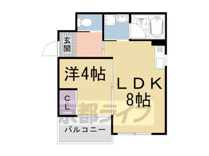 京都市東西線 太秦天神川駅 徒歩7分 3階建 築4年(1LDK/2階)の間取り写真