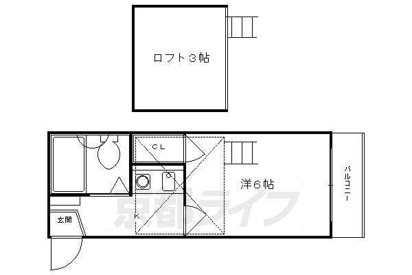 東海道本線 桂川駅(京都) 徒歩15分 2階建 築37年(1K/2階)の間取り写真