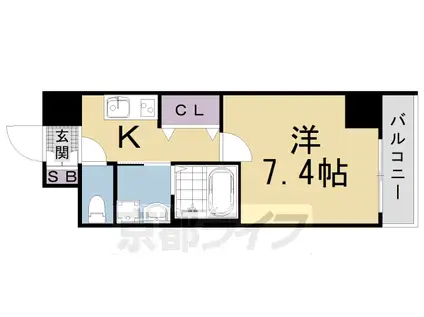 京都市烏丸線 九条駅(京都) 徒歩3分 9階建 築4年(1K/9階)の間取り写真