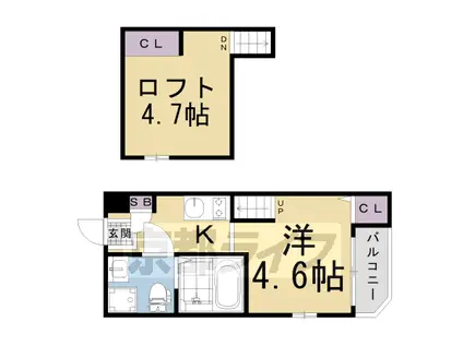 近鉄京都線 十条駅(近鉄) 徒歩12分 2階建 築4年(1K/1階)の間取り写真