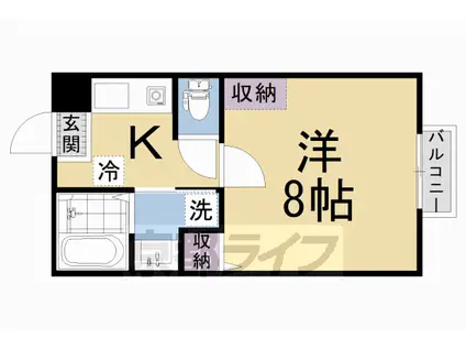 東海道本線 京都駅 徒歩9分 3階建 築10年(1K/1階)の間取り写真