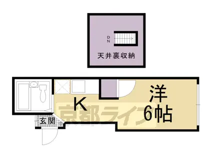 京都市烏丸線 五条駅(京都市営) 徒歩2分 2階建 築34年(ワンルーム/2階)の間取り写真