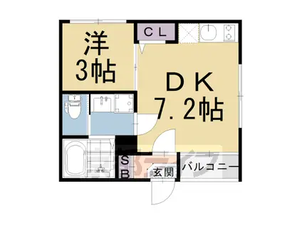 京都市烏丸線 九条駅(京都) 徒歩4分 3階建 築5年(1DK/3階)の間取り写真