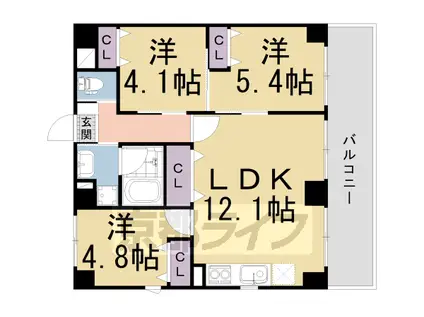 京阪電気鉄道京阪線 七条駅 徒歩7分 6階建 築3年(3LDK/2階)の間取り写真