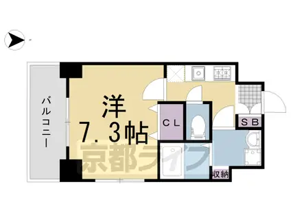 プレサンス京都北野白梅町(1K/4階)の間取り写真