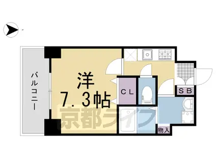 プレサンス京都北野白梅町(1K/3階)の間取り写真