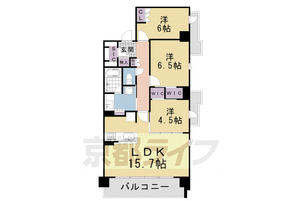 シエリア京都二条(3LDK/7階)の間取り写真