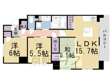 京都市烏丸線 北大路駅 徒歩25分 5階建 築5年(3LDK/4階)の間取り写真