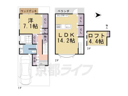 山陰本線 丹波口駅 徒歩9分 2階建 築20年(1SLDK)の間取り写真