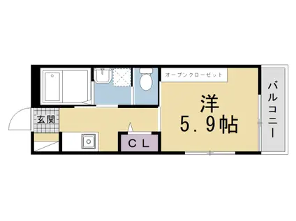 叡山電鉄 元田中駅 徒歩20分 2階建 築35年(1K/1階)の間取り写真