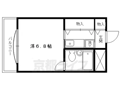 京阪電気鉄道鴨東線 出町柳駅 徒歩3分 6階建 築32年(1K/3階)の間取り写真