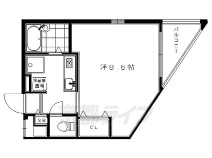 京都市烏丸線 北大路駅 徒歩6分 5階建 築24年(1K/5階)の間取り写真
