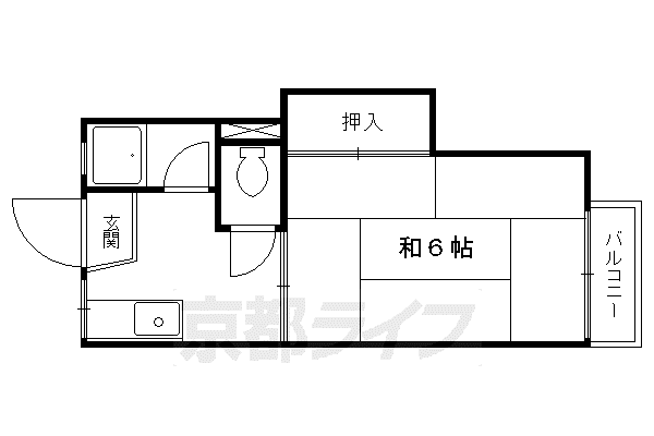 京阪電気鉄道鴨東線 神宮丸太町駅 徒歩5分 2階建 築44年(1K/1階)の間取り写真