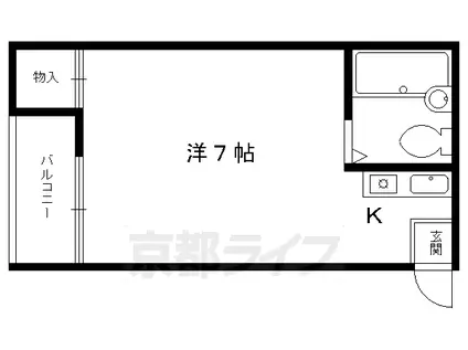 叡山電鉄 修学院駅 徒歩9分 2階建 築36年(ワンルーム/1階)の間取り写真