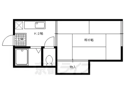 叡山電鉄 一乗寺駅 徒歩3分 2階建 築39年(1K/2階)の間取り写真