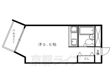 叡山電鉄 元田中駅 徒歩3分 5階建 築37年(1K/5階)の間取り写真