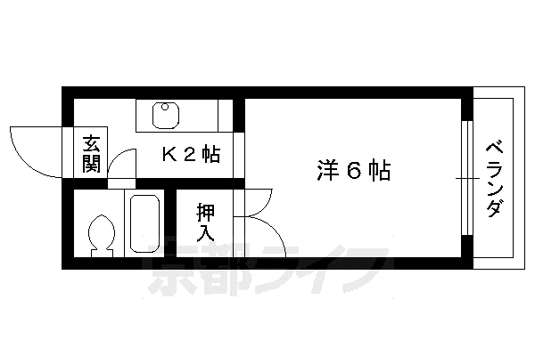 叡山電鉄 一乗寺駅 徒歩5分 5階建 築42年(1K/3階)の間取り写真