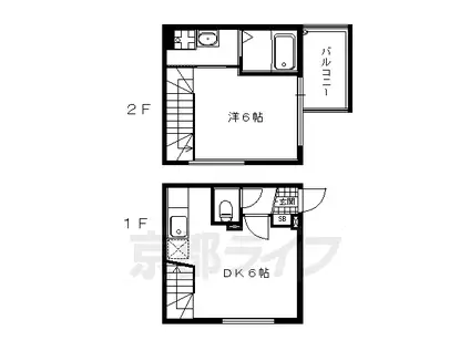 京都市烏丸線 北山駅(京都) 徒歩8分 2階建 築20年(1DK/1階)の間取り写真