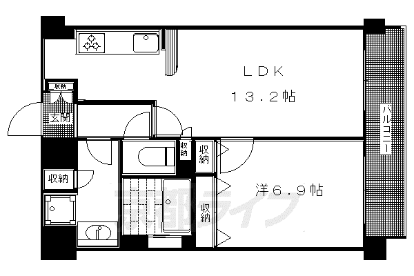 京阪電気鉄道鴨東線 神宮丸太町駅 徒歩2分 7階建 築25年(1LDK/5階)の間取り写真