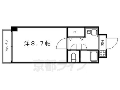 叡山電鉄 修学院駅 徒歩7分 5階建 築32年(1K/3階)の間取り写真