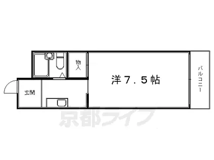 叡山電鉄 元田中駅 徒歩5分 5階建 築39年(1K/3階)の間取り写真