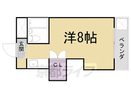 叡山電鉄 元田中駅 徒歩18分 3階建 築40年(ワンルーム/1階)の間取り写真