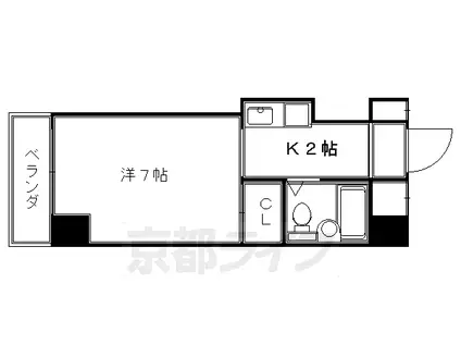 シャンブル伊川(1K/2階)の間取り写真