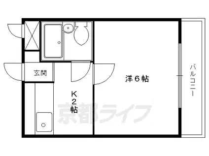 叡山電鉄 元田中駅 徒歩15分 3階建 築47年(1K/1階)の間取り写真