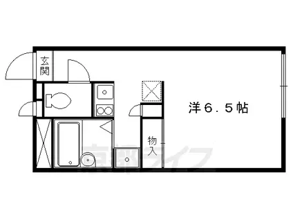 京都市烏丸線 松ケ崎駅(京都) 徒歩2分 2階建 築27年(1K/1階)の間取り写真