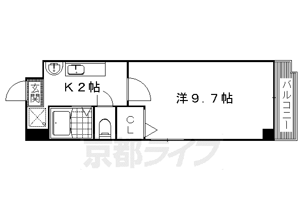 京都市烏丸線 国際会館駅 徒歩4分 4階建 築27年(1K/2階)の間取り写真