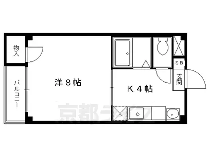 叡山電鉄 茶山・京都芸術大学駅 徒歩3分 3階建 築33年(1K/2階)の間取り写真