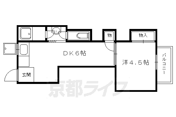 叡山電鉄 元田中駅 徒歩1分 3階建 築52年(1DK/2階)の間取り写真