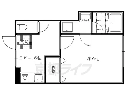 京阪電気鉄道鴨東線 出町柳駅 徒歩7分 2階建 築44年(1DK/2階)の間取り写真
