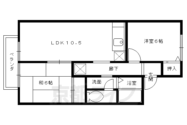 叡山電鉄 三宅八幡駅 徒歩5分 2階建 築35年(2LDK/2階)の間取り写真
